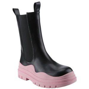 Trendy Black and Pink Ankle Booties